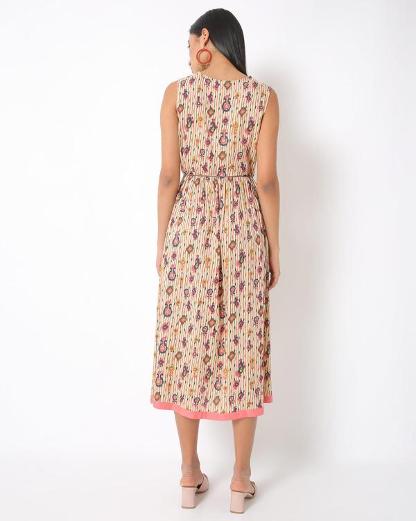 Ikat Print Fit & Flare Dress